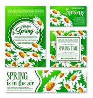 Spring flowers banner and greeting card template vector