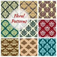 Vectror seamless floral Damask patterns set vector