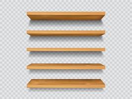 Wooden shelf, wood shelves or bar stand displays vector