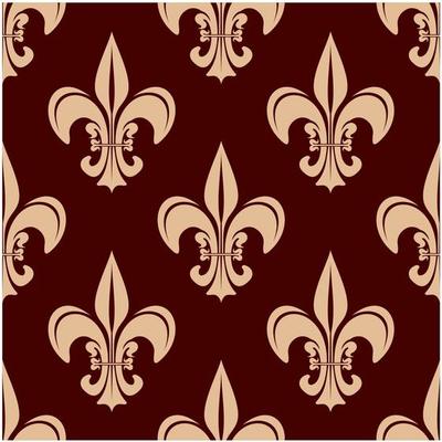 Seamless brown fleur-de-lis floral pattern