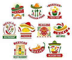 Mexican cuisine fast food restaurant sign design vector