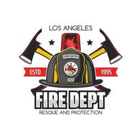 Firefighting or fire department icon, helmet, axes vector