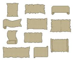 Pixel game manuscript ribbon scrolls, game assets vector