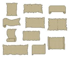 Pixel game manuscript ribbon scrolls, game assets vector