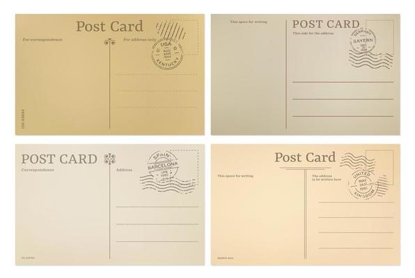 Vintage postcard, post card template, postal backs