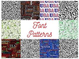 Font seamless patterns with letters and numbers vector