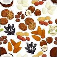 Nut, bean, seed, grain seamless pattern background vector