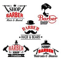 Vector icons set for barber shop premium salon