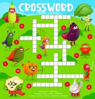 Cartoon vegetable superhero crossword puzzle game