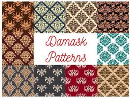 Damask seamless decoration patterns set vector