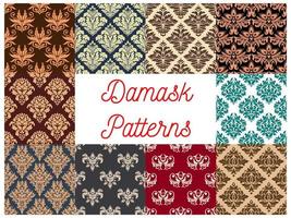 Damask seamless decoration patterns set vector