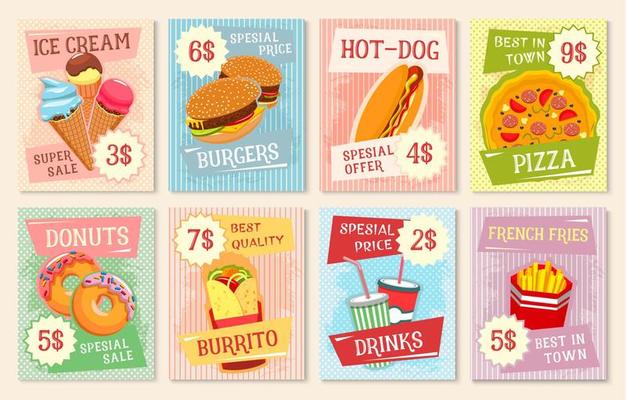 Fast food lunch menu poster template