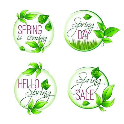 Vector leaf grass of spring time isolated quotes
