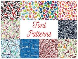 Font seamless patterns with letter and number vector