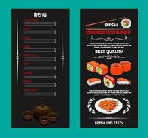 Vector menu of Japanese restaurant or sushi bar