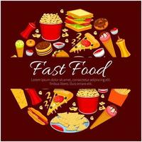 Fast food round symbol for takeaway menu design vector