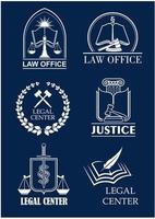 bufete de abogados, oficina de abogados, conjunto de símbolos del centro legal vector
