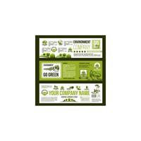 Green company vector business banners set