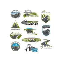 Vector icons road travel or tourist trip company