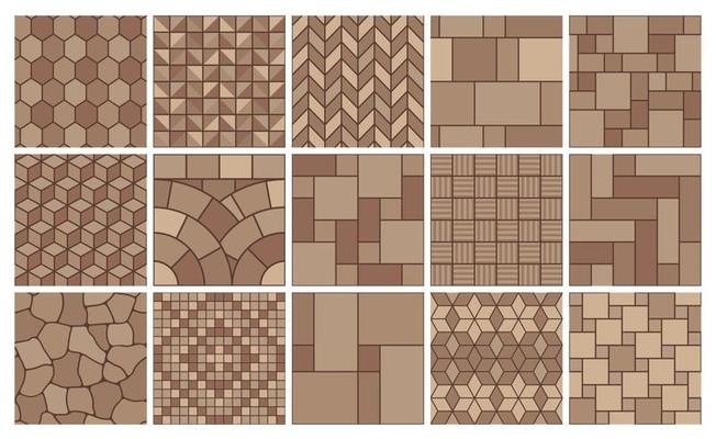 Stone pavement seamless patterns, street paving