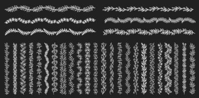 Vertical floral borders, twigs and sprigs vector