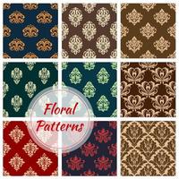 Conjunto de vectores de patrones sin fisuras de ornamento floral