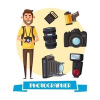 Photographer with digital camera cartoon icon vector