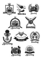 Vector icons set of bowling game tournament awards