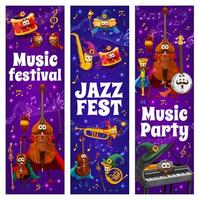 Wizard musical instrument characters, music party vector