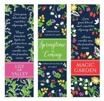 Springtime garden flowers vector banners set