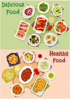 Dinner meal icon set for healthy food design vector