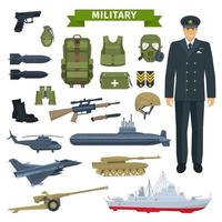 Military man with weapon, personal equipment icon vector