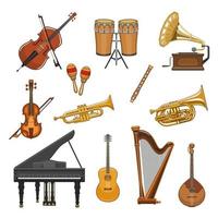 Vector icons set of musical instruments