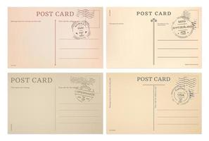 Vintage postcards, post card stamps templates vector