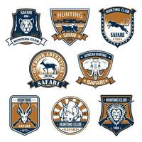 Heraldry icons of wild safari animals vector