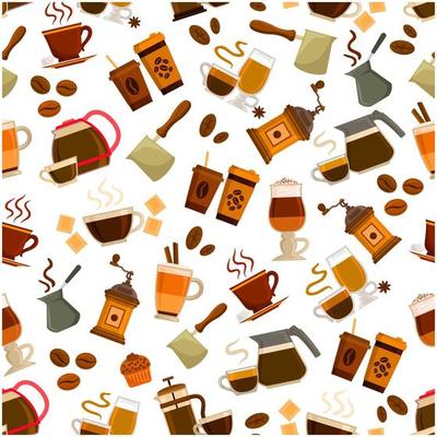 Coffee drink and cocktail seamless pattern