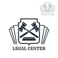 Legal center vector icon of gavel and law code