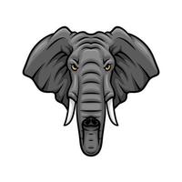 Elephant head, tusks and trunk vector mascot icon