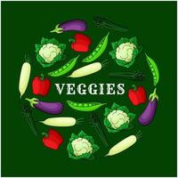 Veggies background with fresh vegetables icons vector