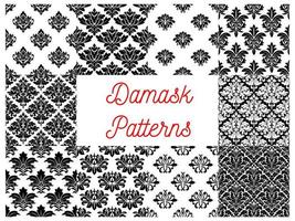 Damask floral ornate patterns set vector