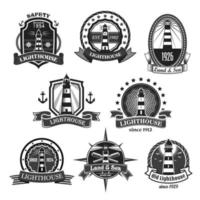 Lighthouse vector nautcal icons set