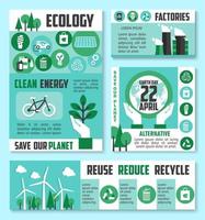 banner de ecología, diseño de plantilla de póster del día de la tierra vector