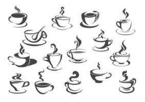 Coffee cup and tea mug isolated icon set vector