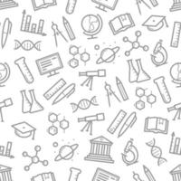 Seamless pattern of vector science symbols