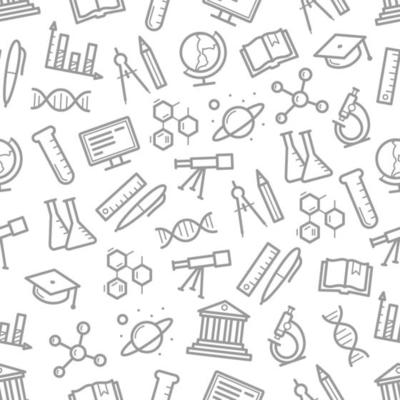 Seamless pattern of vector science symbols