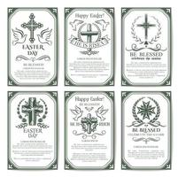 cartel religioso de la cruz de pascua y conjunto de pancartas vector
