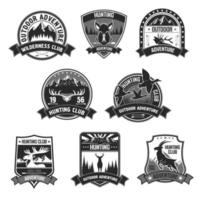 conjunto de iconos o insignias de vector de aventura de club de caza