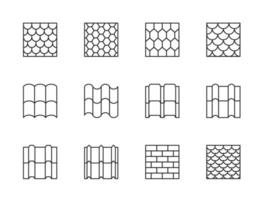 Roof tile icons, isolated vector overlap sheets