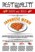 Japanese vector menu for sushi and rolls