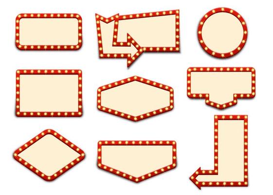 Retro lightboxes, cinema signs, billboard signage